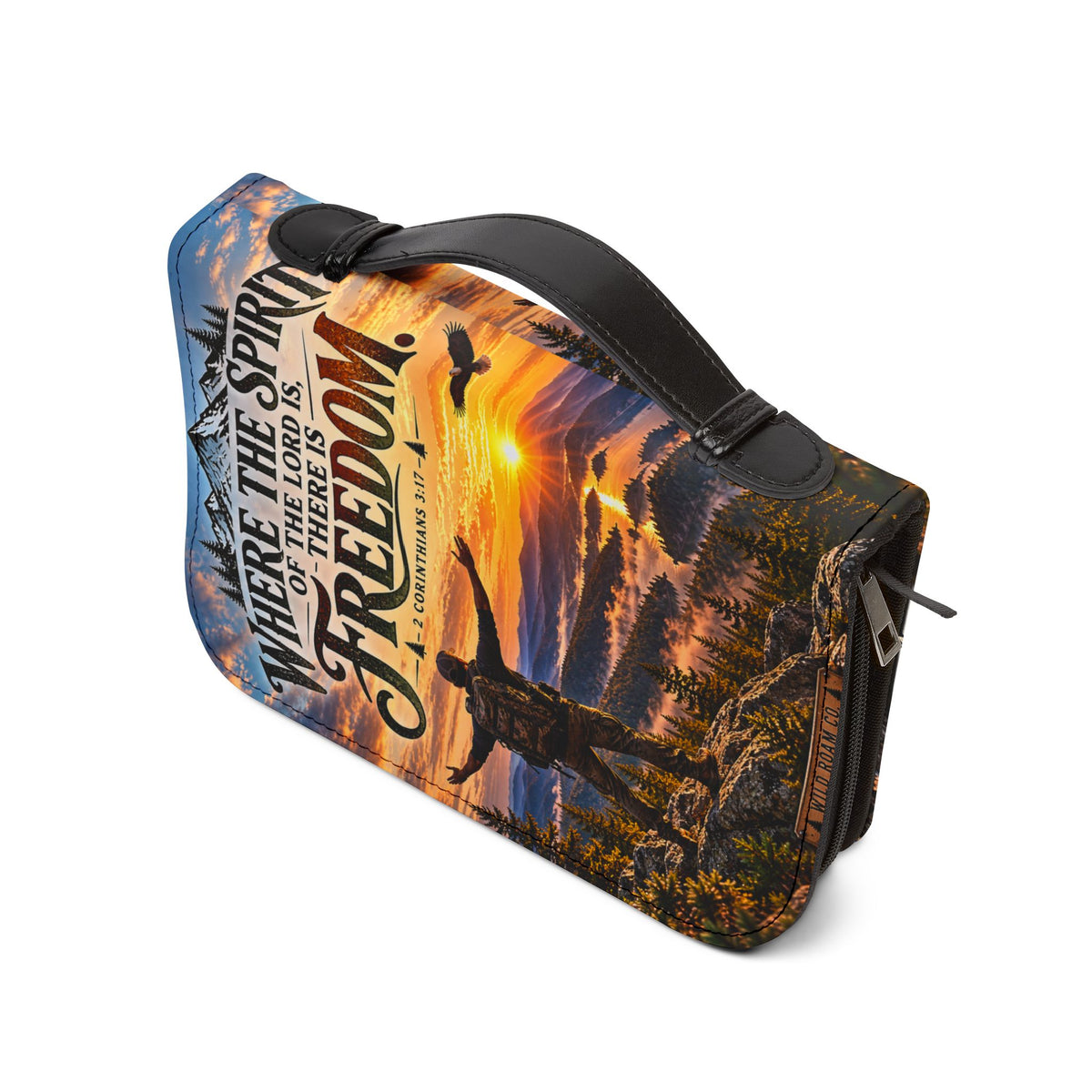 Men's Bible Cover — "Where the Spirit of the Lord Is, There Is Freedom" Zippered Christian Travel Case