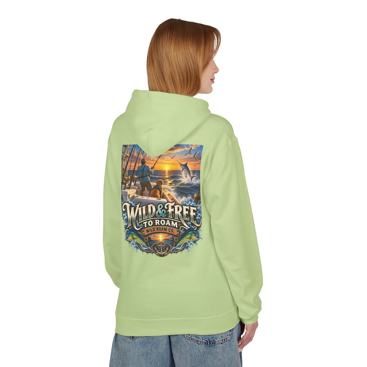 Hoodie - "Wild & Free to Roam" Ocean Angler Adventure Pullover