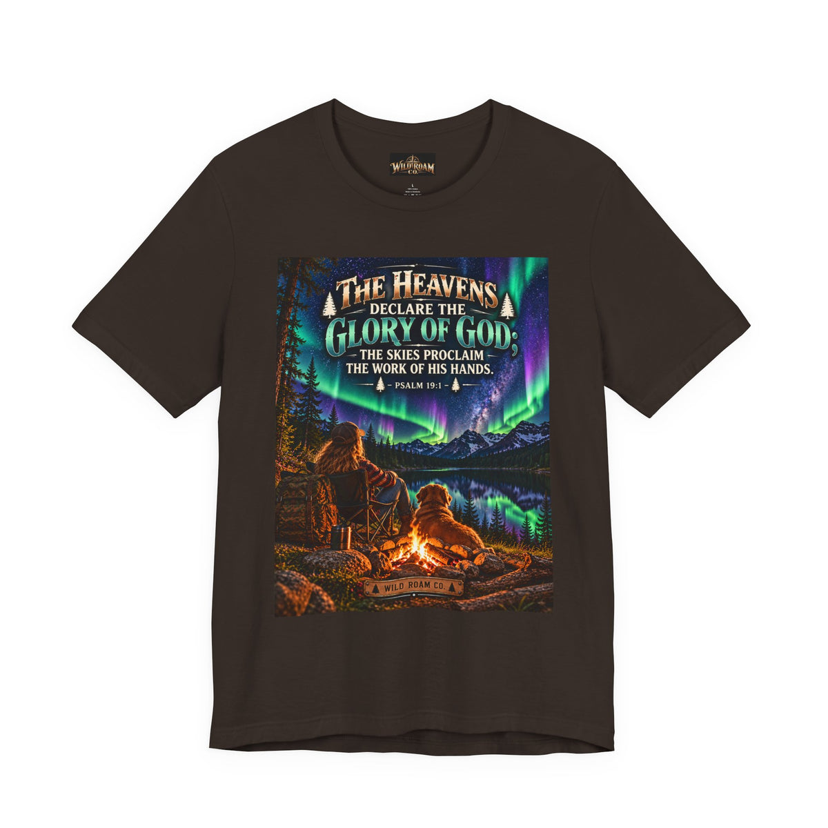 Women's Christian Nature T-Shirt — "The Heavens Declare the Glory of God" Campfire Aurora Tee