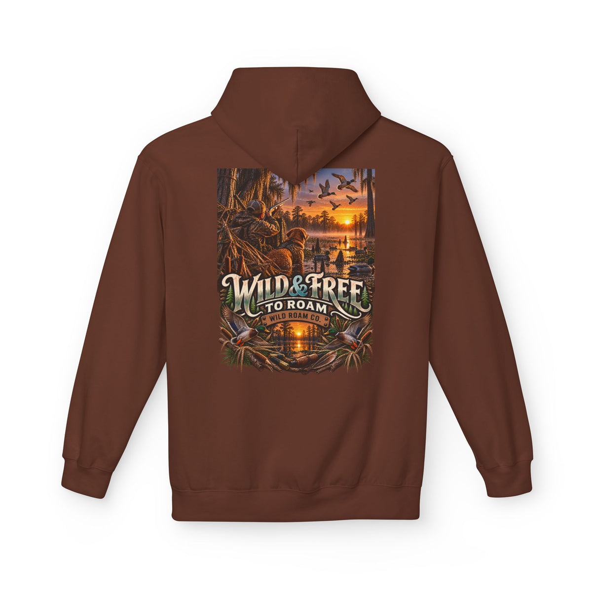 Wild & Free Hoodie — "Wild & Free to Roam" Ducks Graphic Pullover