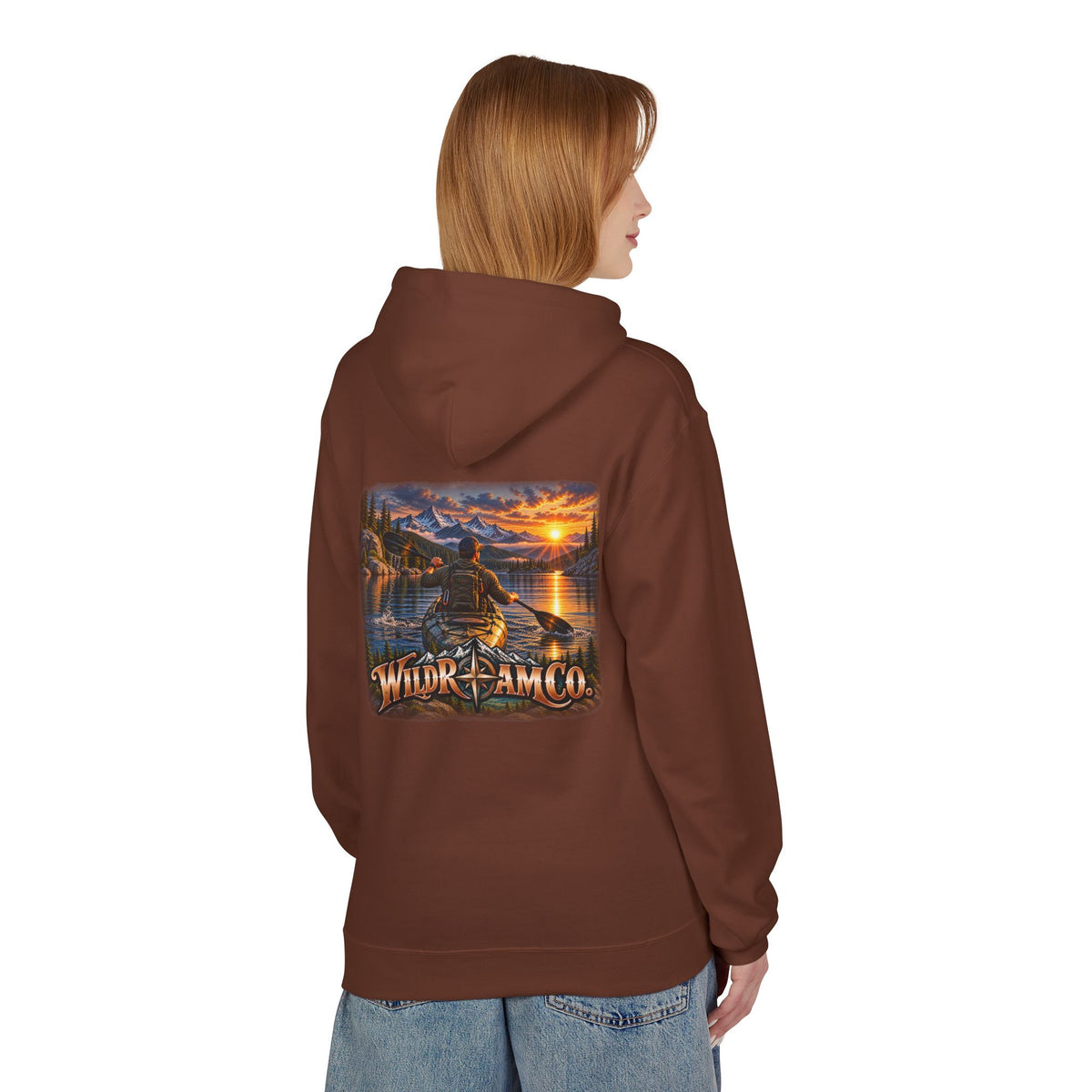 Wild Roam Co. Men's Hoodie — Sunset Kayak Graphic Hoodie