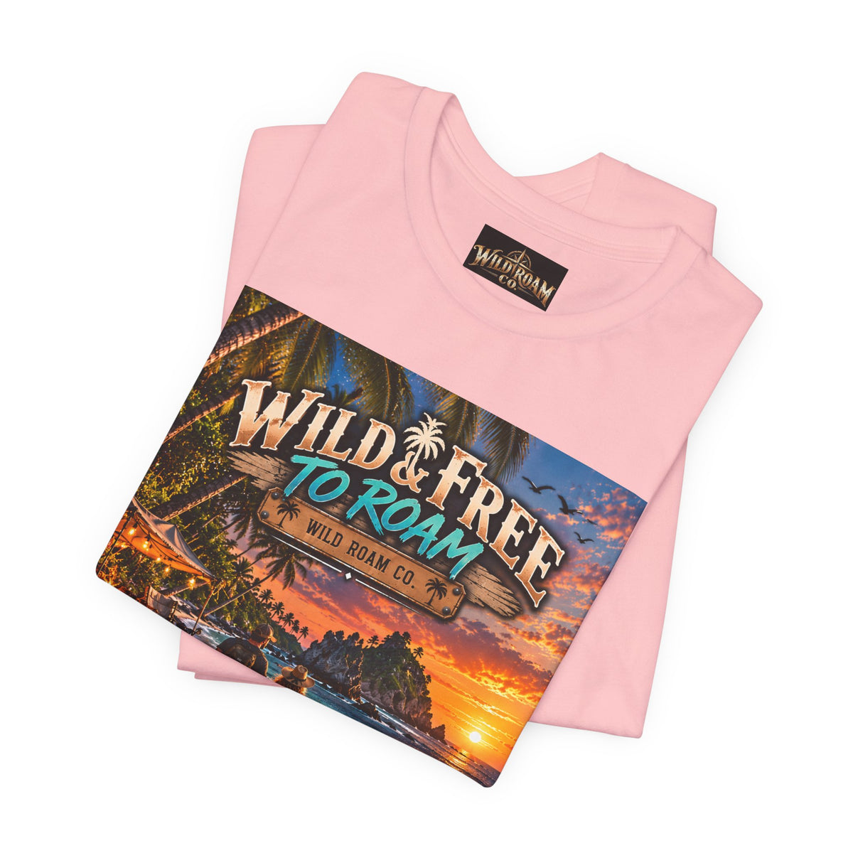 Wild & Free to Roam Beach T-Shirt — Sunset Surf Adventure Tee