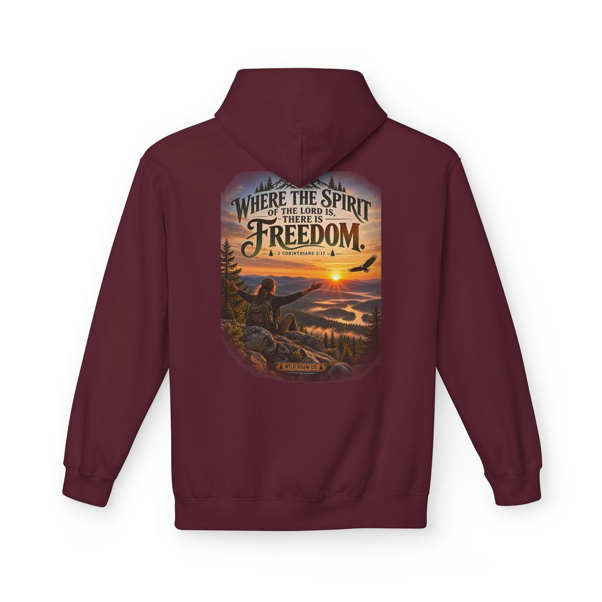 Women's Freedom Wilderness Hoodie — "Where the Spirit of the Lord is Freedom" Scenic Outdoor Pullover