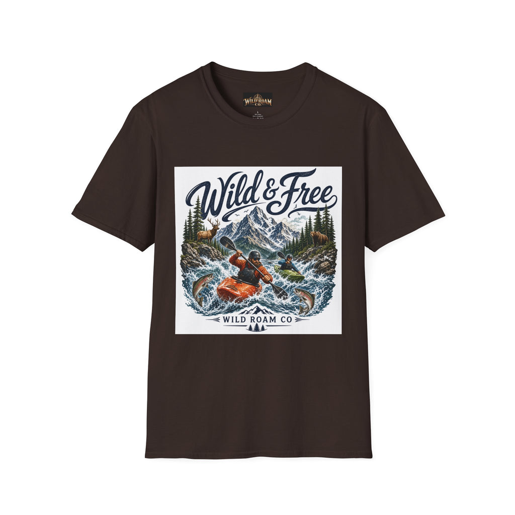 Wild & Free Kayaking T-Shirt — Mountain River Adventure Tee