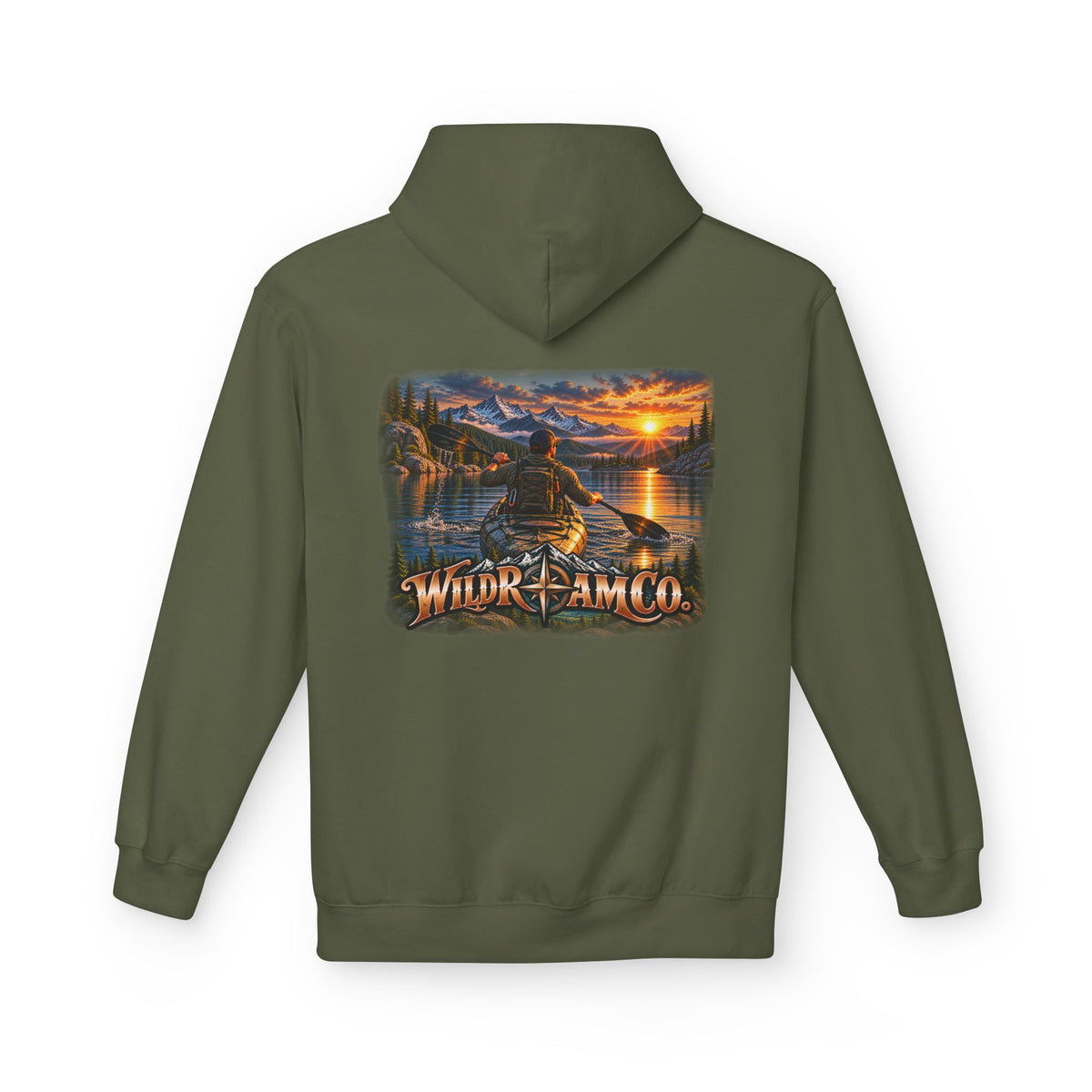 Wild Roam Co. Men's Hoodie — Sunset Kayak Graphic Hoodie