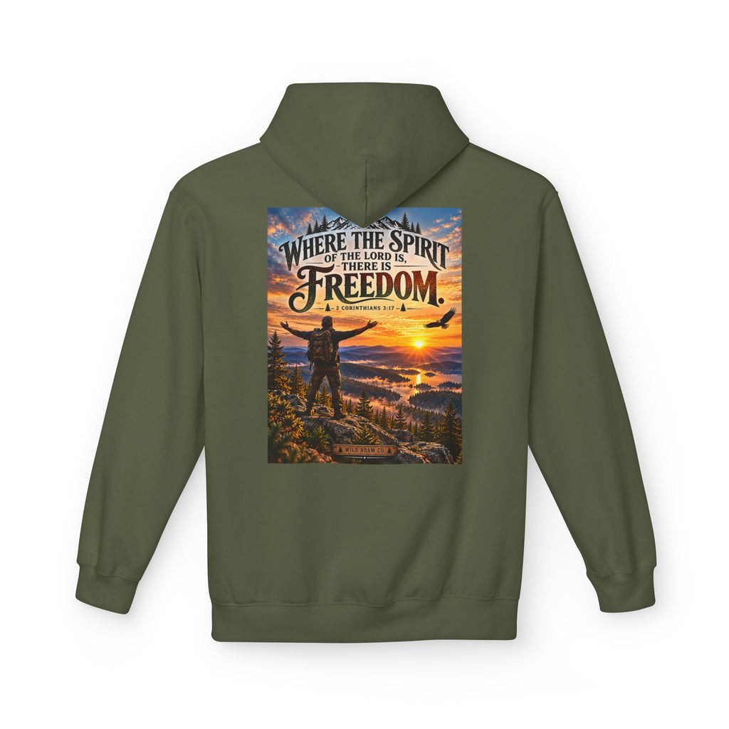 Men's Hoodie - ‘Where the Spirit of the Lord Is… There Is Freedom’ Scenic Christian Adventure Hoodie