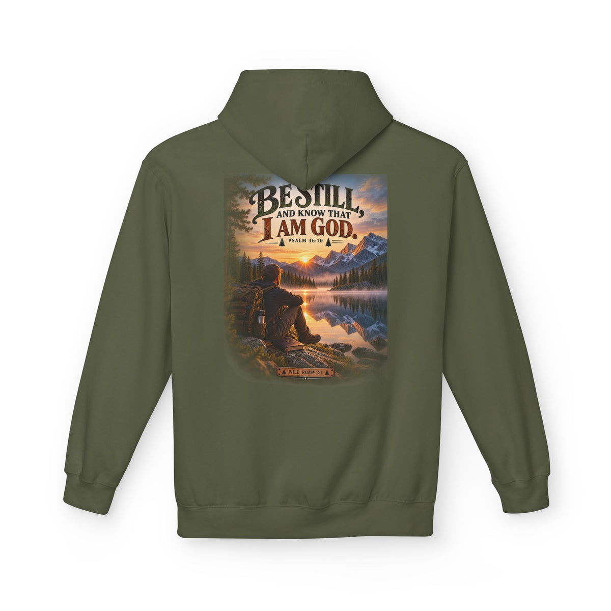 Men's Christian Nature Hoodie — “Be Still and Know That I Am God” Scenic Sweatshirt