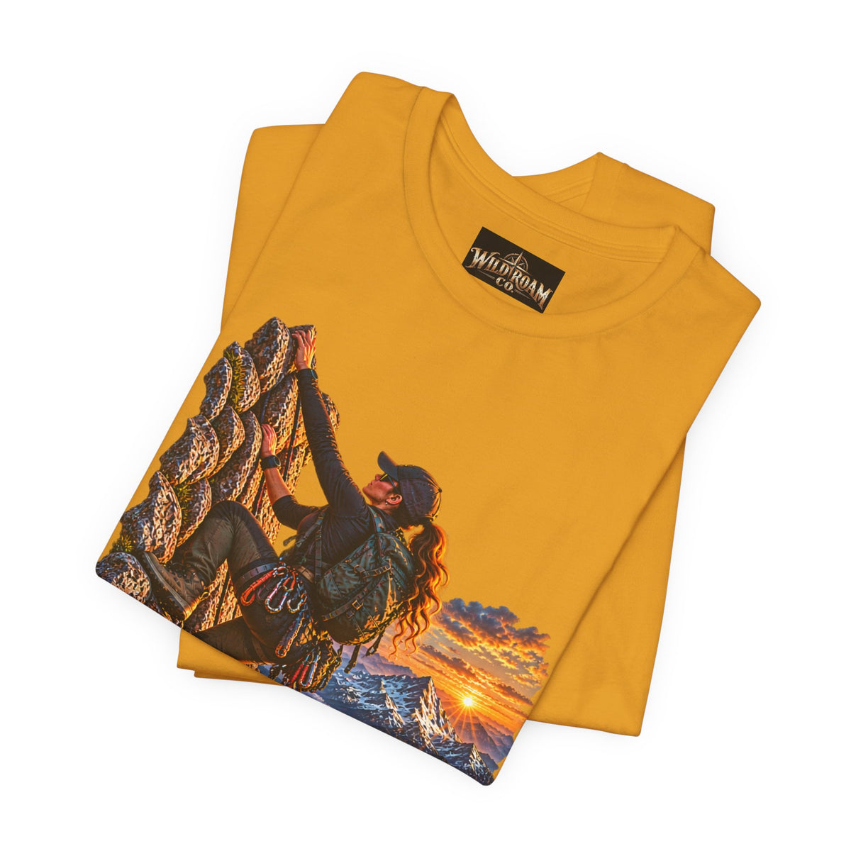 Women's Climber Sunset Tee — Wild Roam Co. Rock Climbing Graphic T-Shirt