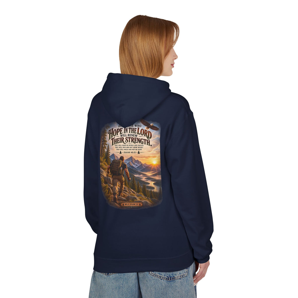 Men's Hope in the Lord Hiking Hoodie — Wild Roam Co. Sunset Mountain Faith Pullover