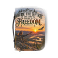 Women's Bible Cover — "Where the Spirit of the Lord Is, There Is Freedom" Scenic Verse Zippered Bible Case