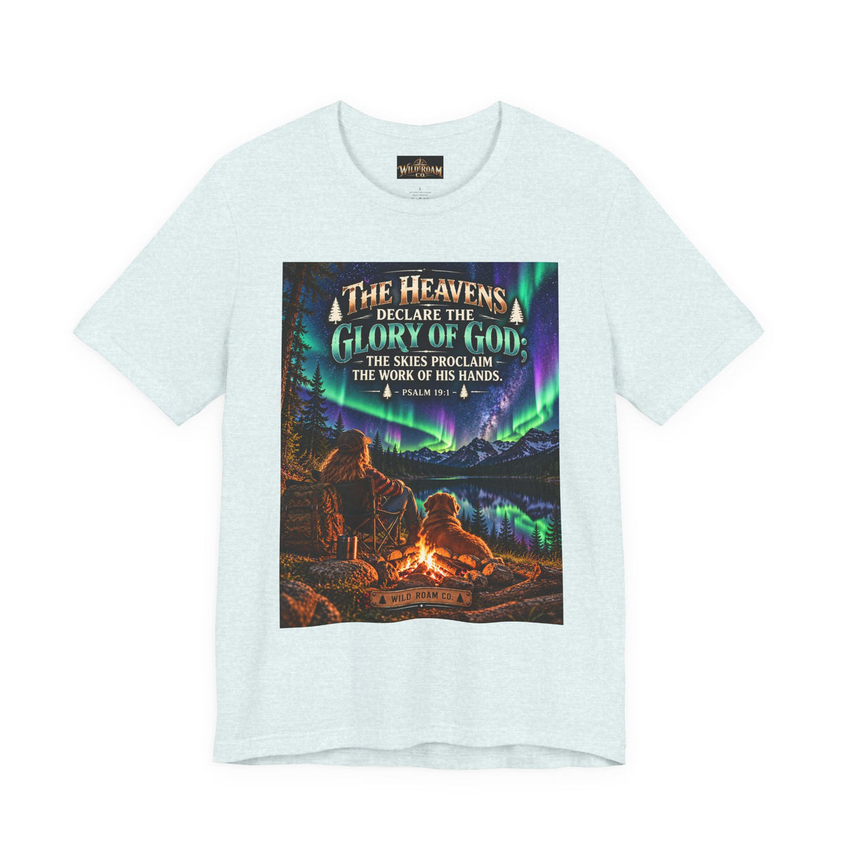 Women's Christian Nature T-Shirt — "The Heavens Declare the Glory of God" Campfire Aurora Tee