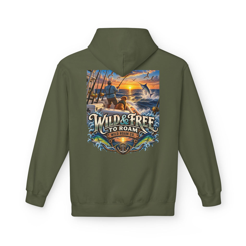 Hoodie - "Wild & Free to Roam" Ocean Angler Adventure Pullover