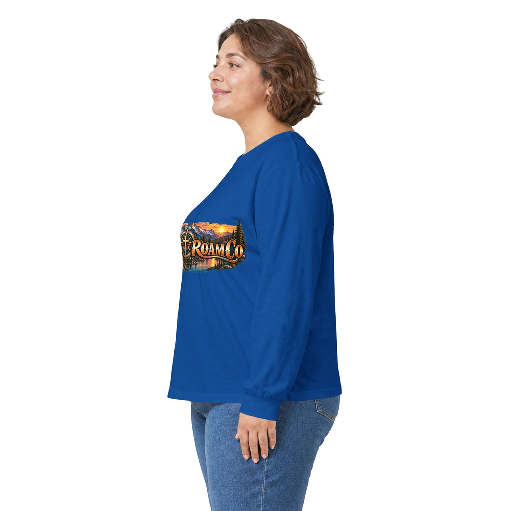 Unisex Long Sleeve Tee — 'Wild & Roam Co.' Faith Logo Graphic with 'Angels Gather' Inspirational Back Quote