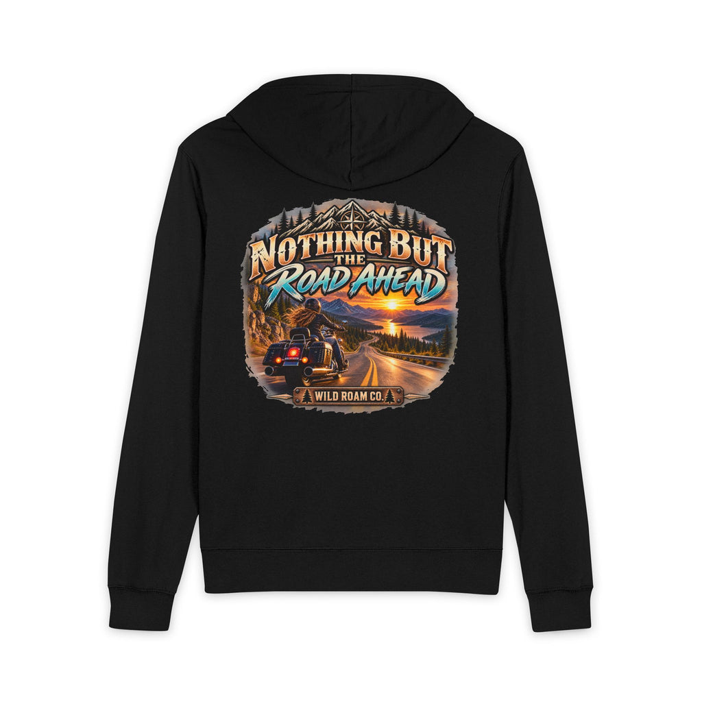 Women's Full-Zip Hoodie — "Nothing But the Road Ahead" Vintage Roadtrip Design