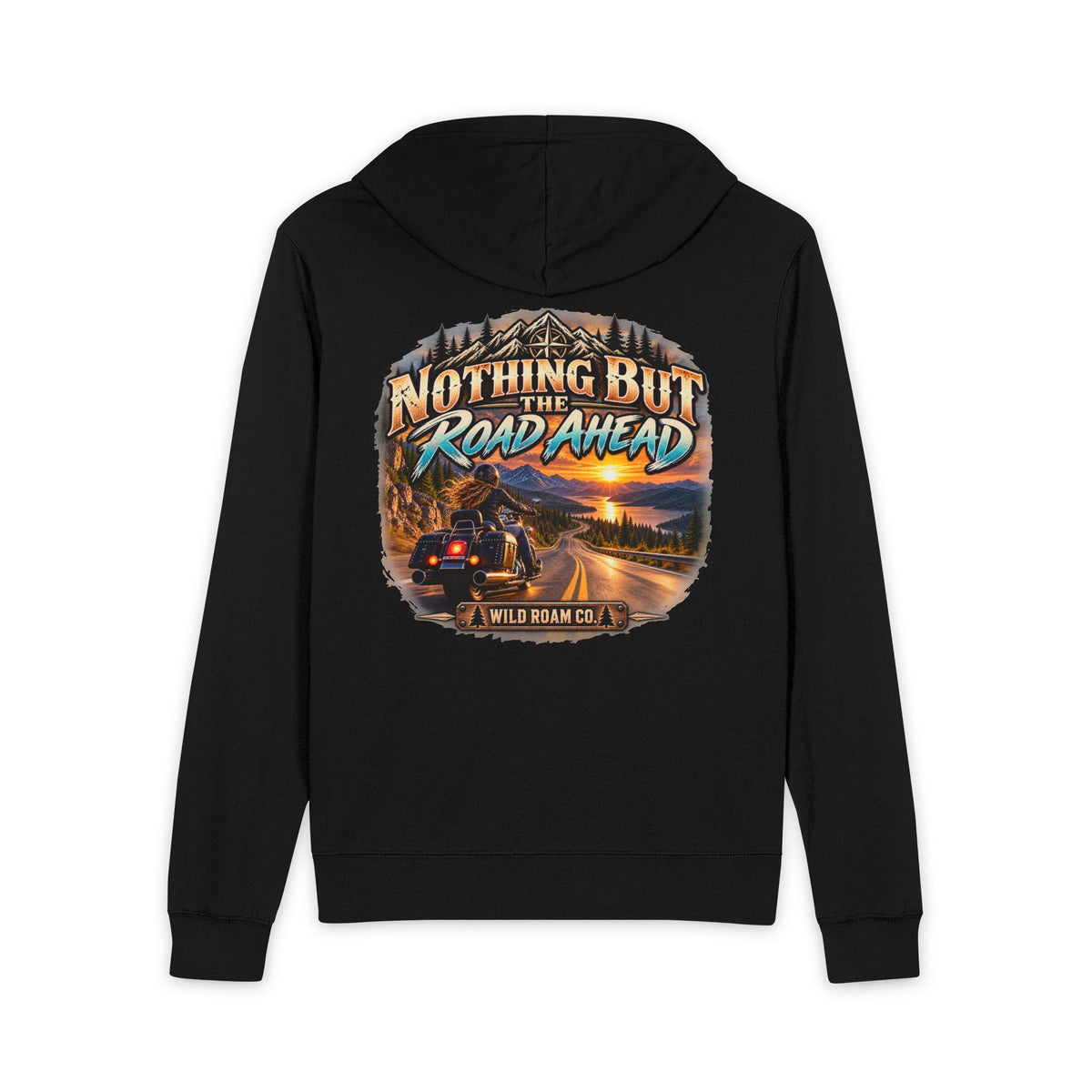 Women's Full-Zip Hoodie — "Nothing But the Road Ahead" Vintage Roadtrip Design