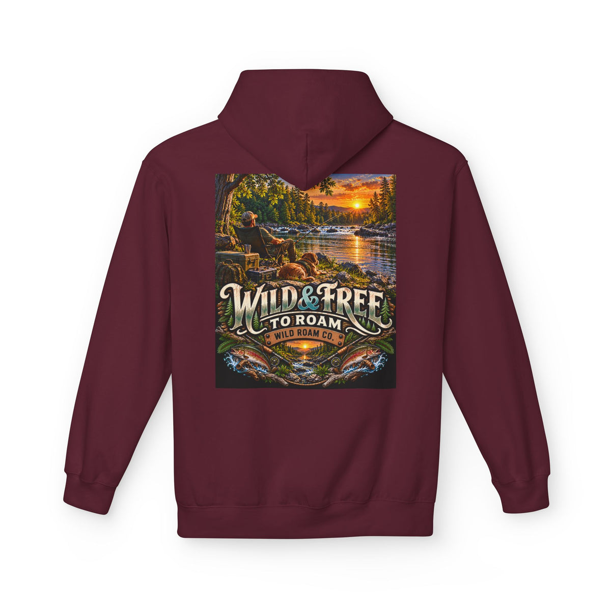 Wild Roam Co Hoodie--Bank Fishing Sunset