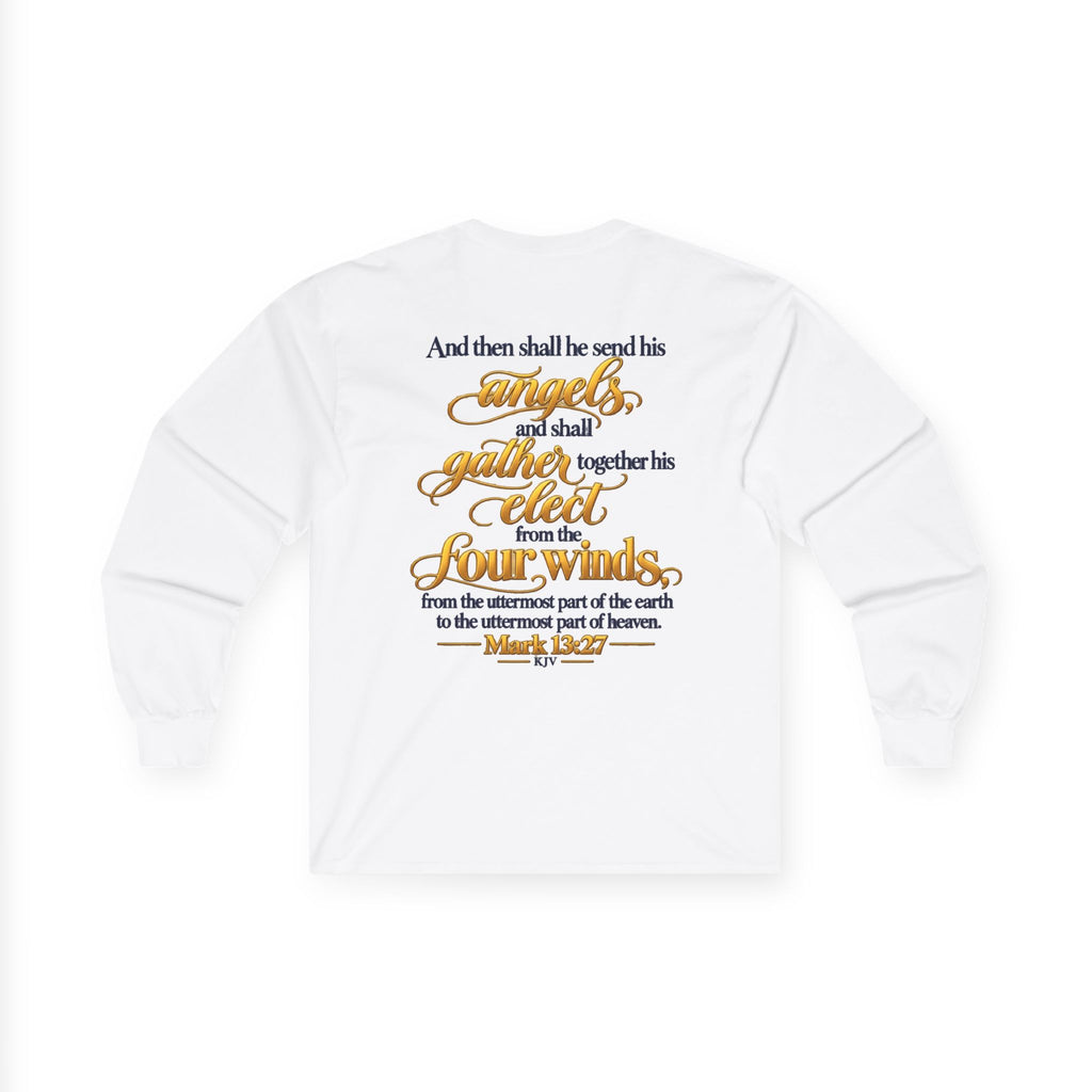 Unisex Long Sleeve Tee — 'Wild & Roam Co.' Faith Logo Graphic with 'Angels Gather' Inspirational Back Quote