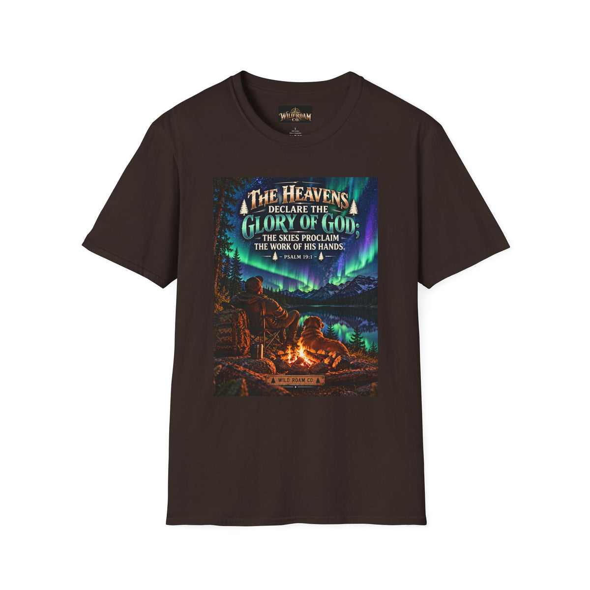 Men's Christian Campfire T-Shirt — "The Heavens Declare the Glory of God" Scenic Faith Tee