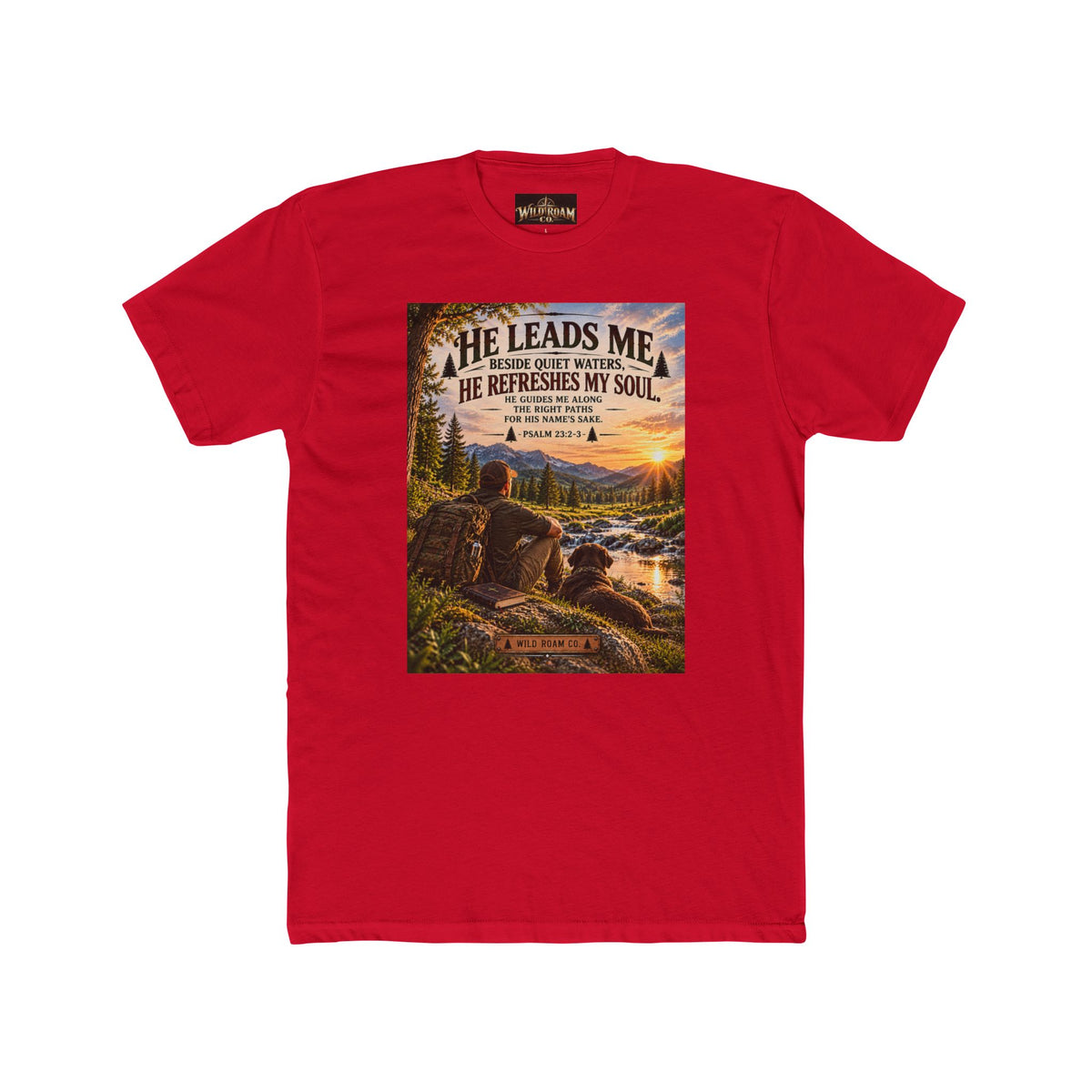 Men's Christian Nature T-Shirt-He Leads Me