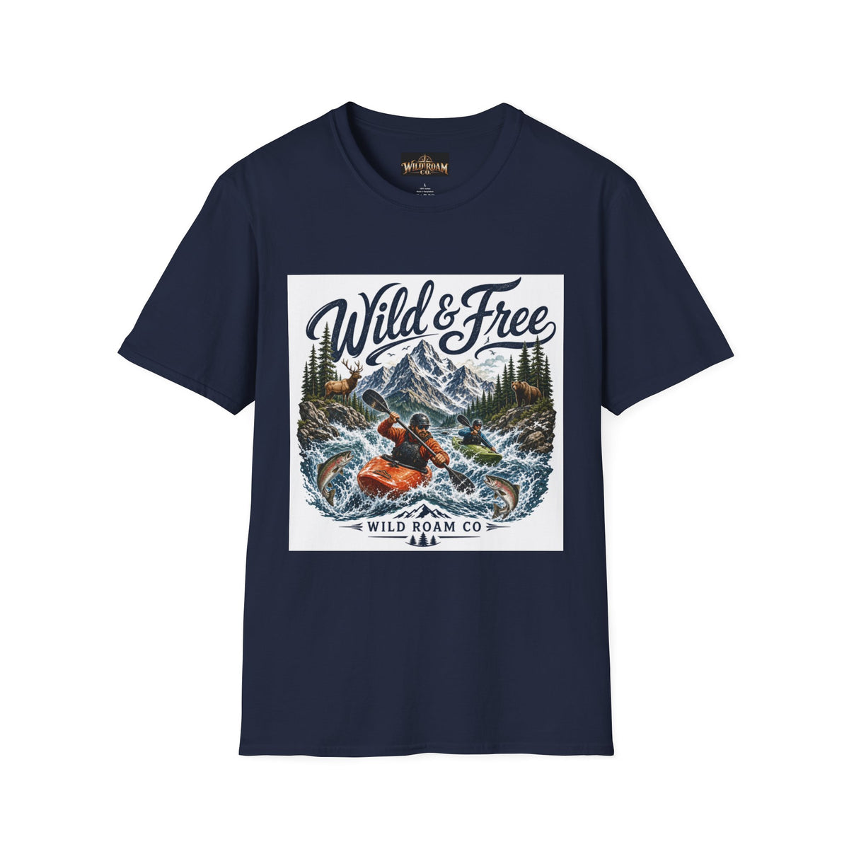 Wild & Free Kayaking T-Shirt — Mountain River Adventure Tee