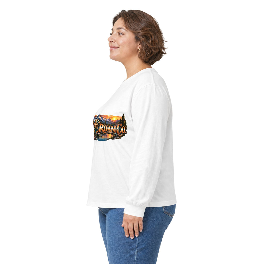 Unisex Long Sleeve Tee — 'Wild & Roam Co.' Faith Logo Graphic with 'Angels Gather' Inspirational Back Quote