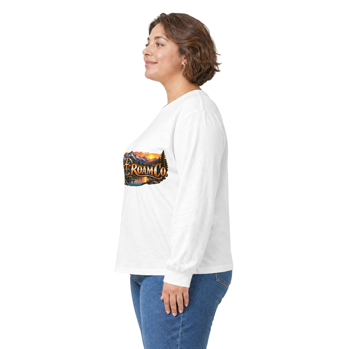 Unisex Long Sleeve Tee — 'Wild & Roam Co.' Faith Logo Graphic with 'Angels Gather' Inspirational Back Quote