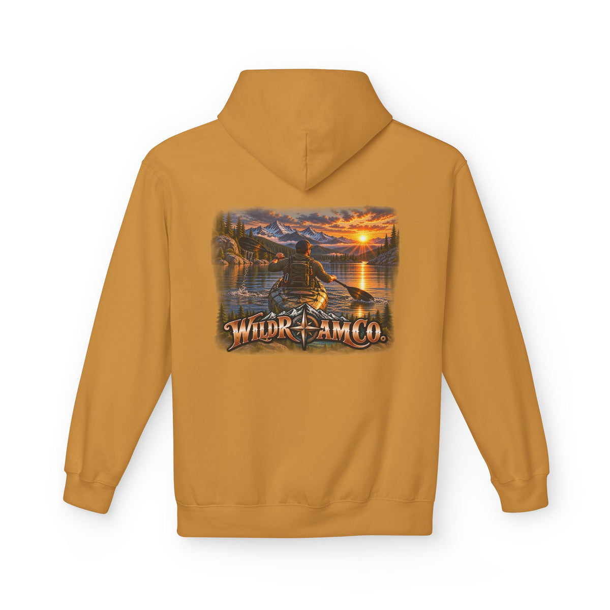 Wild Roam Co. Men's Hoodie — Sunset Kayak Graphic Hoodie