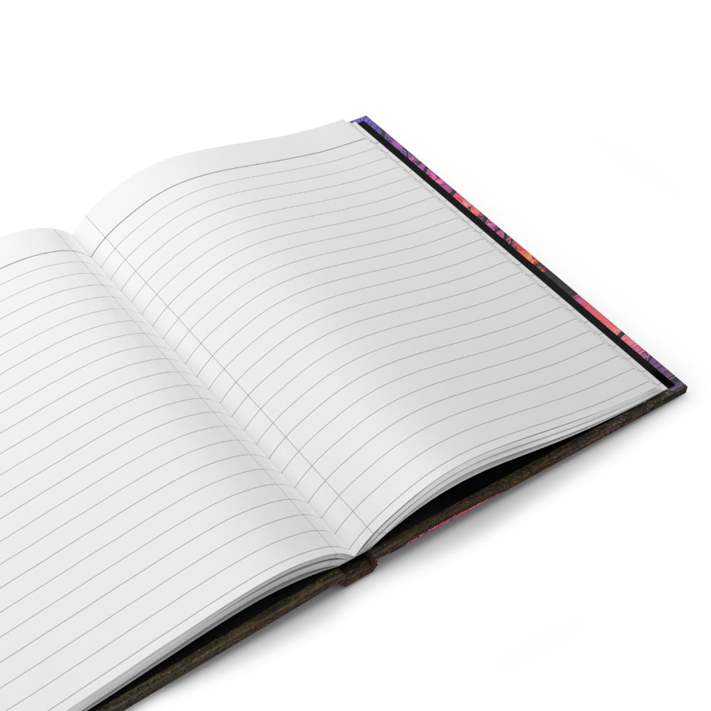 Sunset Lake Hardcover Journal — Lined Matte Notebook with Vibrant Purple & Orange Sky