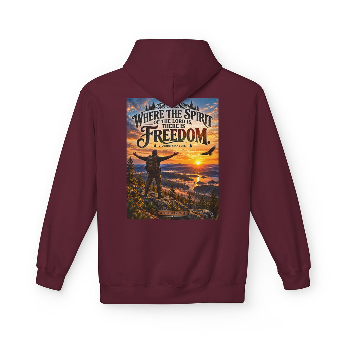 Men's Hoodie - ‘Where the Spirit of the Lord Is… There Is Freedom’ Scenic Christian Adventure Hoodie