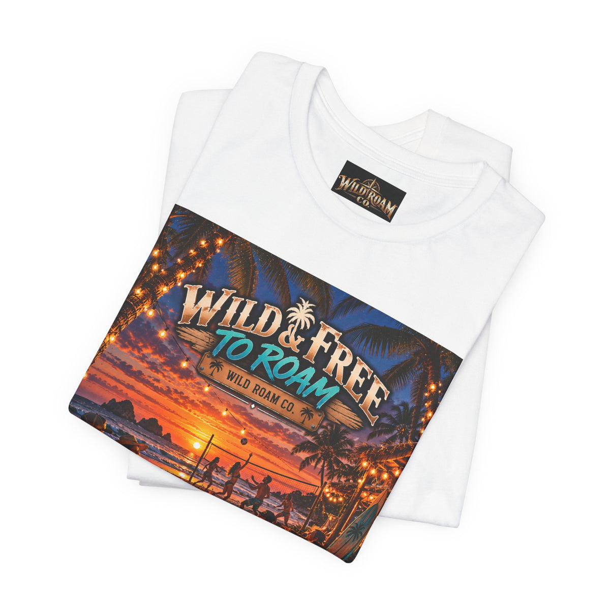 Wild & Free Beach Sunset T‑Shirt — "Wild & Free to Roam" Graphic Tee