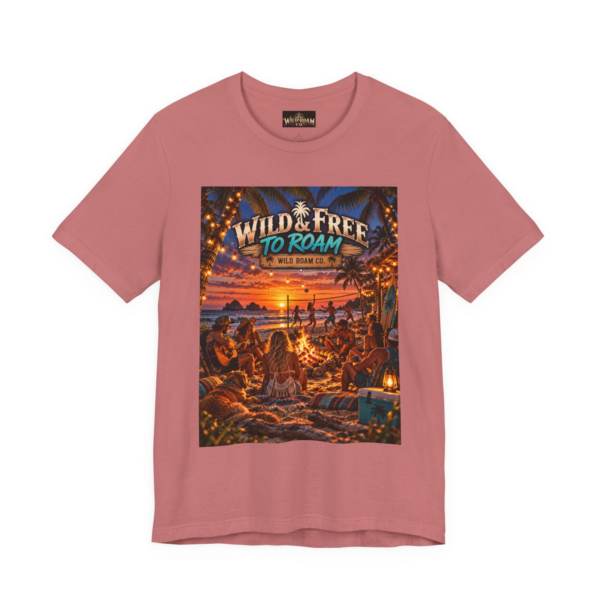 Wild & Free Beach Sunset T‑Shirt — "Wild & Free to Roam" Graphic Tee