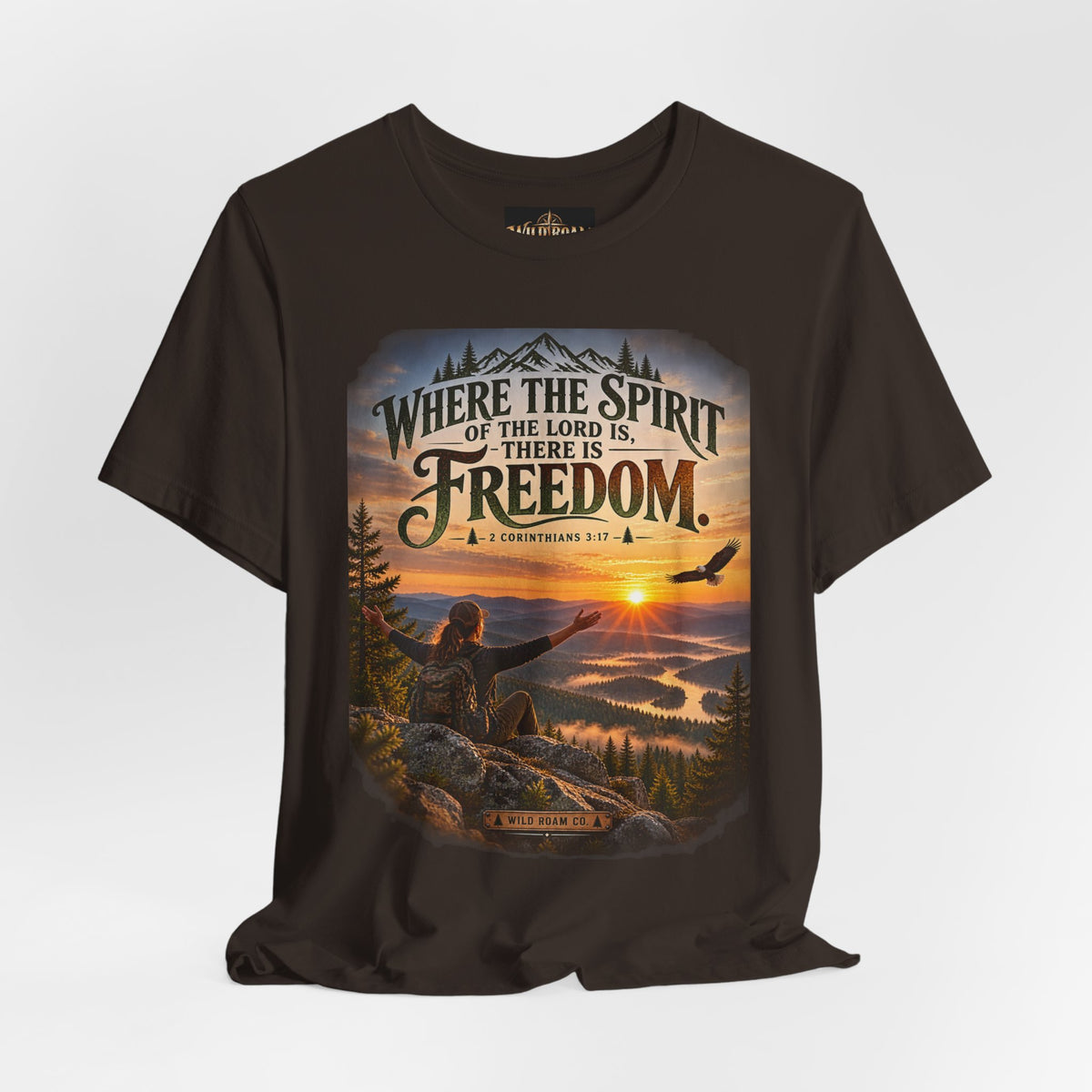 Women's Freedom Sunrise Tee — "Where the Spirit of the Lord is, there is Freedom" Christian T‑Shirt