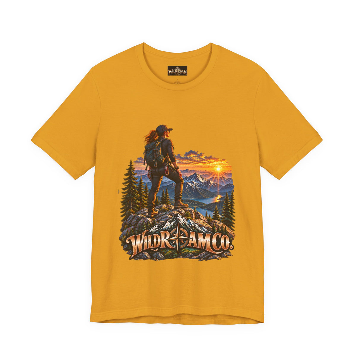 Women's Hiker Sunset T-Shirt — Wild Roam Co. Mountain Adventure Tee
