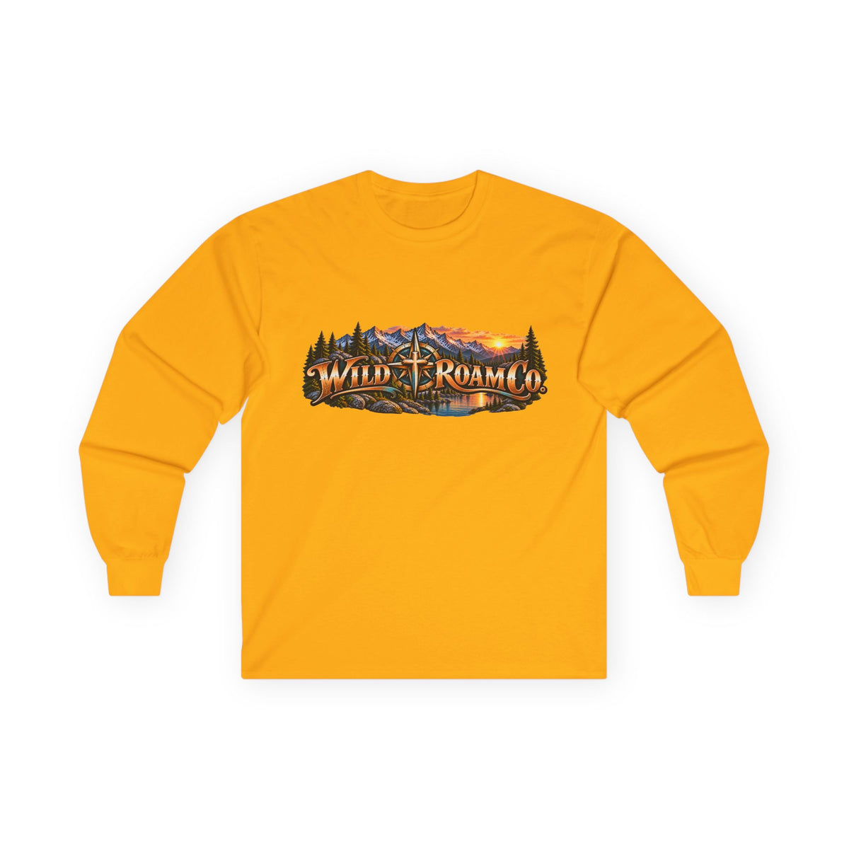 Long Sleeve Tee - "Wild + Roam Co." Faith Logo Sunset Graphic with Acts 13:47 Scripture Back