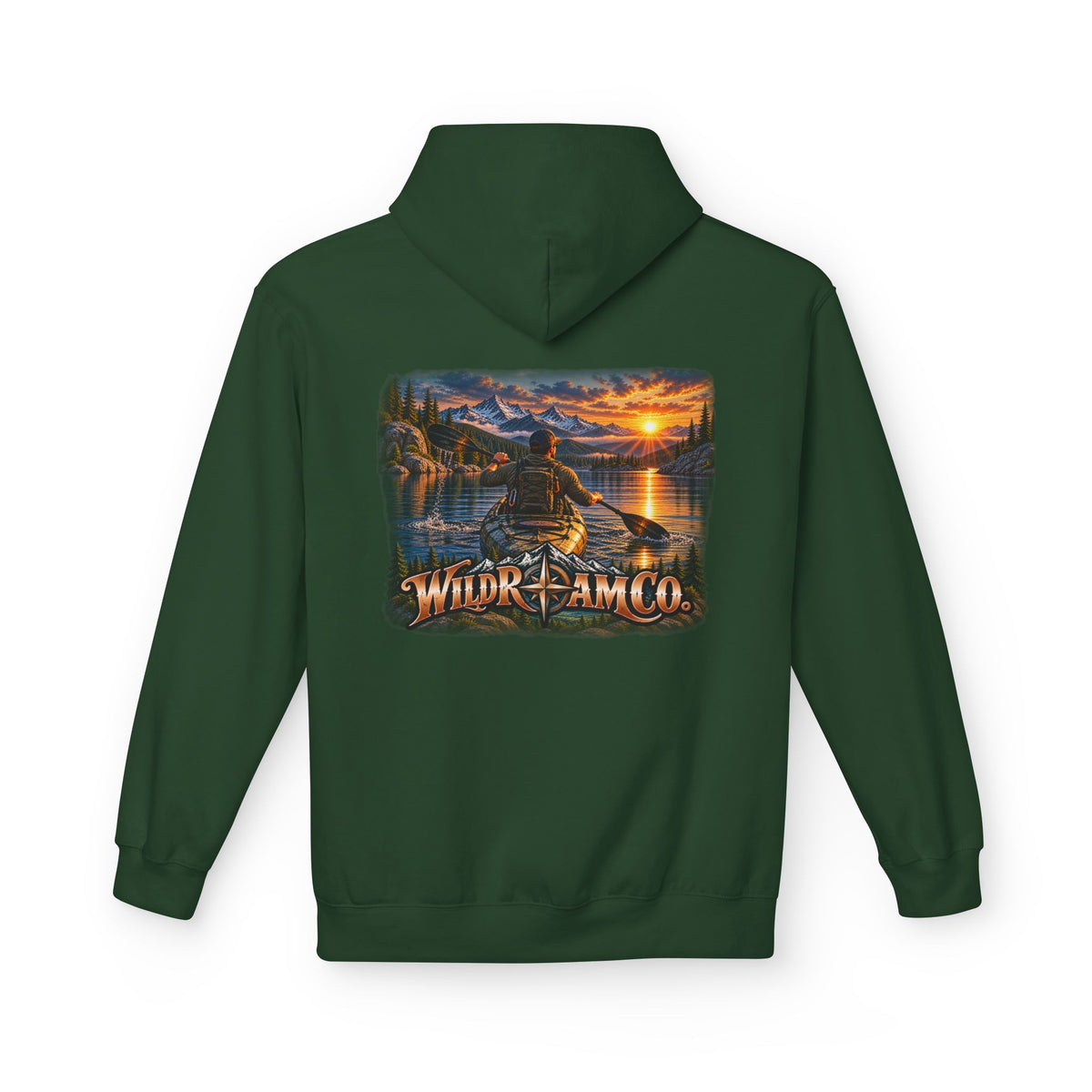 Wild Roam Co. Men's Hoodie — Sunset Kayak Graphic Hoodie