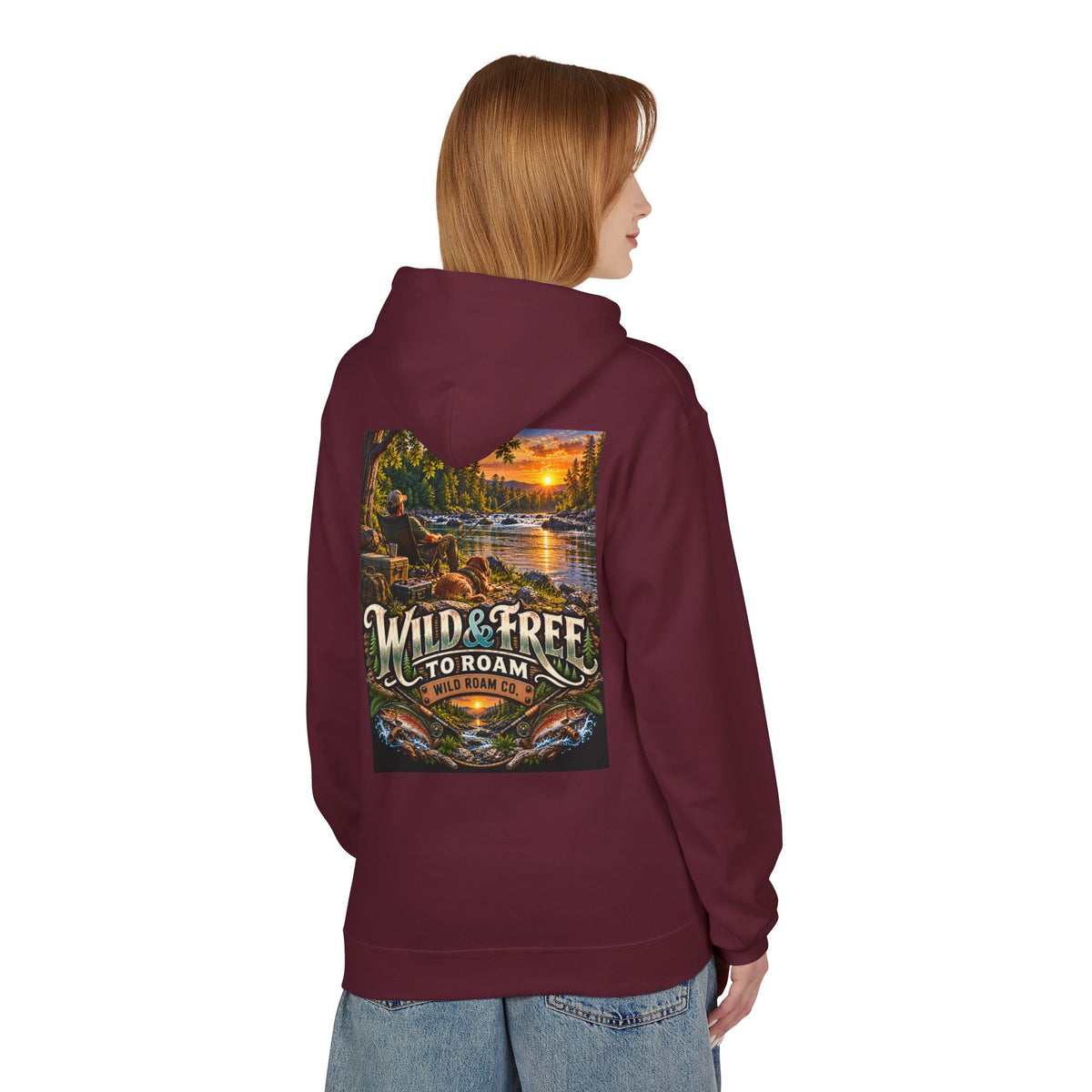 Wild Roam Co Hoodie--Bank Fishing Sunset