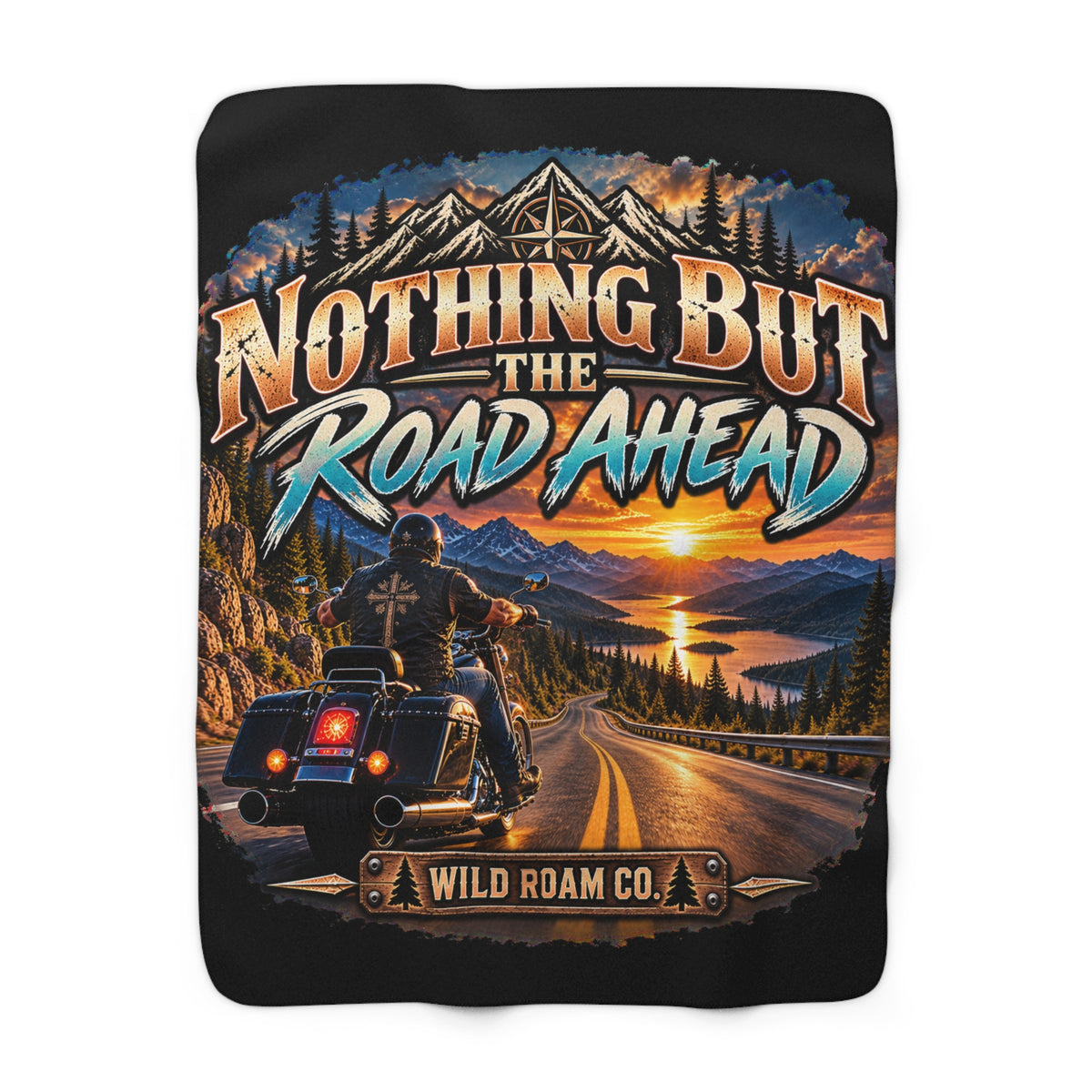 Nothing But The Road Ahead Sherpa Blanket — Motorcycle Adventure Throw