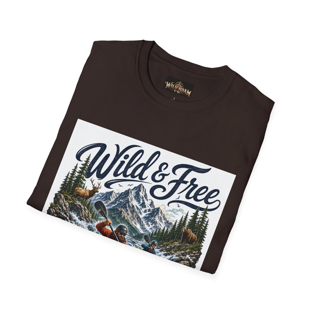 Wild & Free Kayaking T-Shirt — Mountain River Adventure Tee