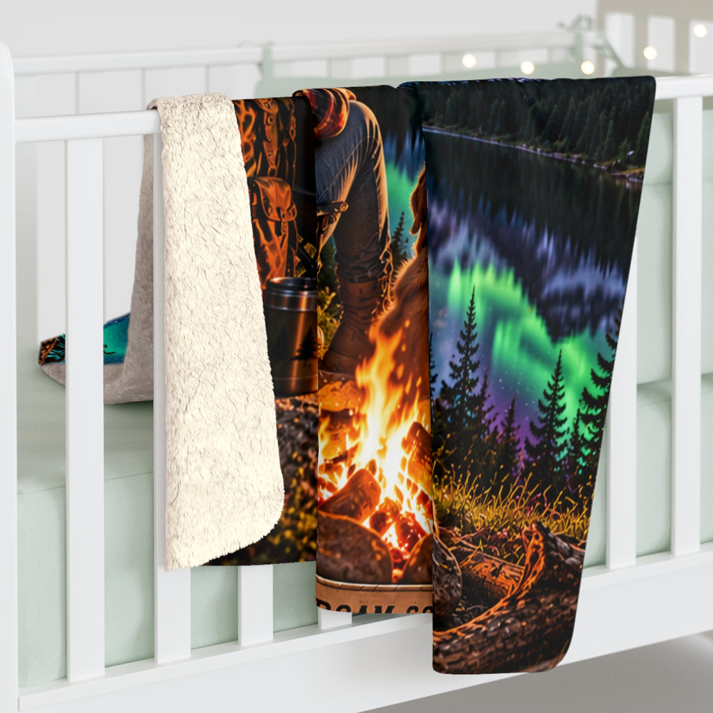 Sherpa Blanket — "The Heavens Declare the Glory of God" Psalm 19:1 Aurora Campfire Throw