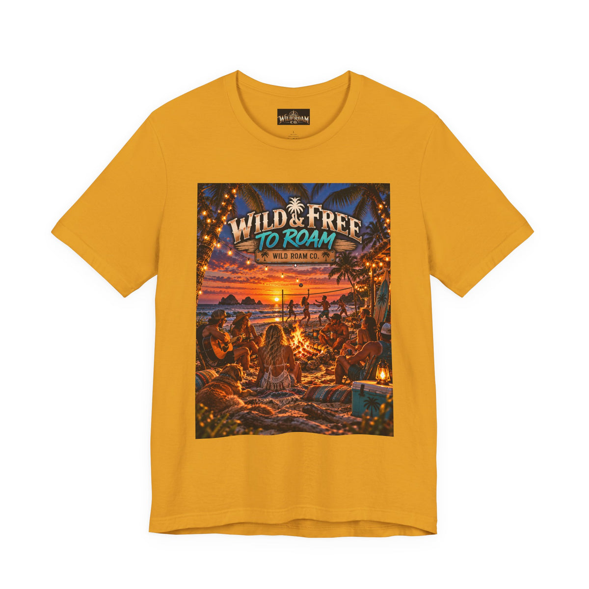 Wild & Free Beach Sunset T‑Shirt — "Wild & Free to Roam" Graphic Tee