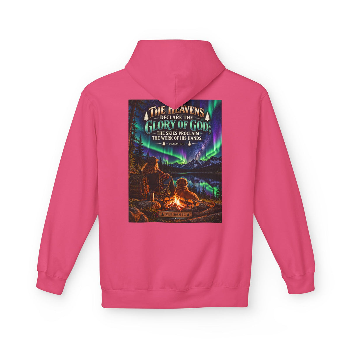 Women's Hoodie - 'Wild Roam Co.' Scenic Christian Campfire Hoodie with Aurora Psalm Design