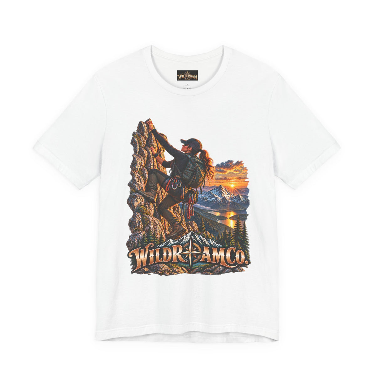 Women's Climber Sunset Tee — Wild Roam Co. Rock Climbing Graphic T-Shirt