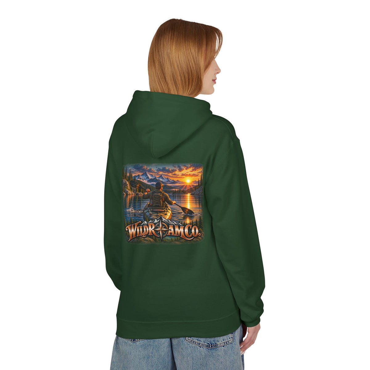 Wild Roam Co. Men's Hoodie — Sunset Kayak Graphic Hoodie