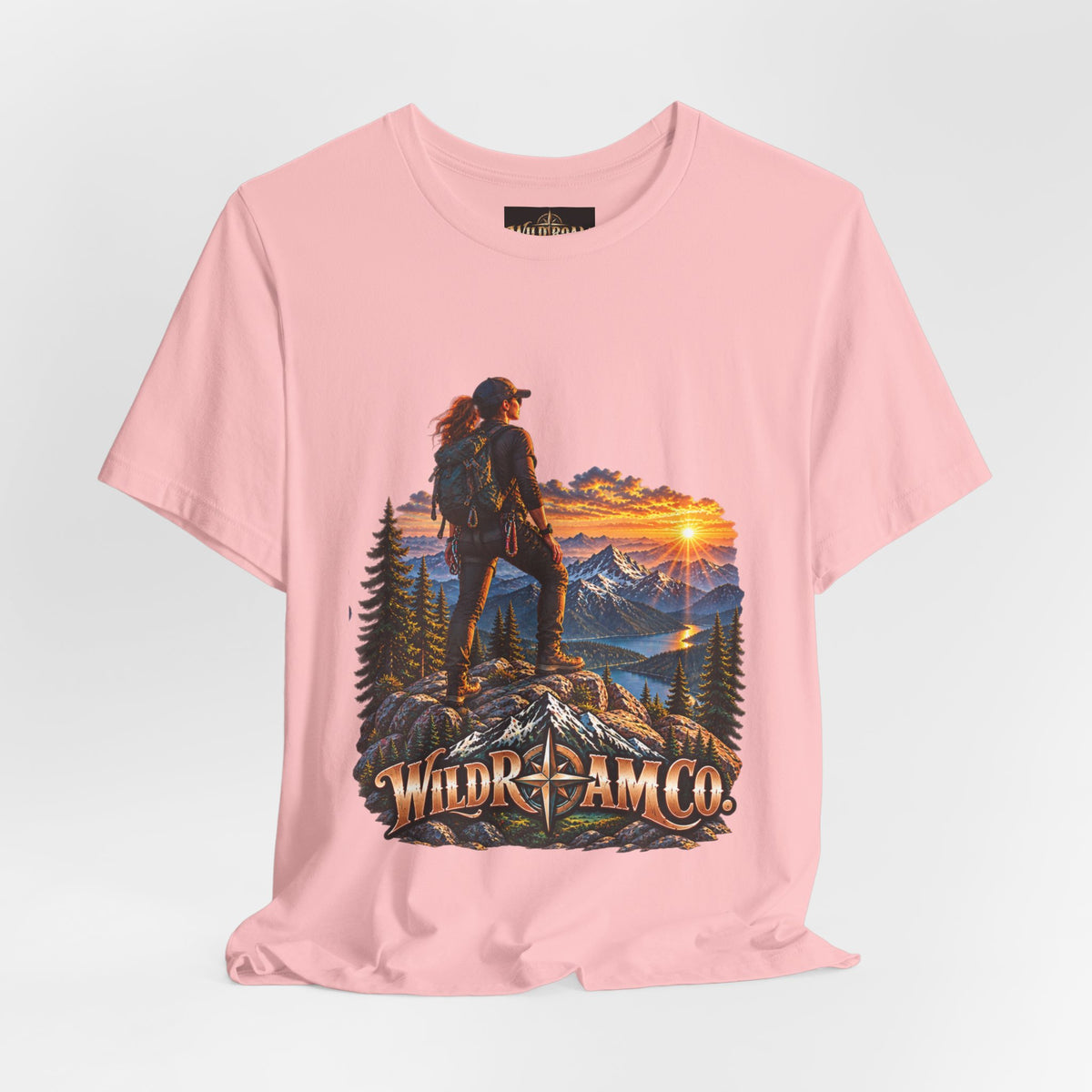 Women's Hiker Sunset T-Shirt — Wild Roam Co. Mountain Adventure Tee