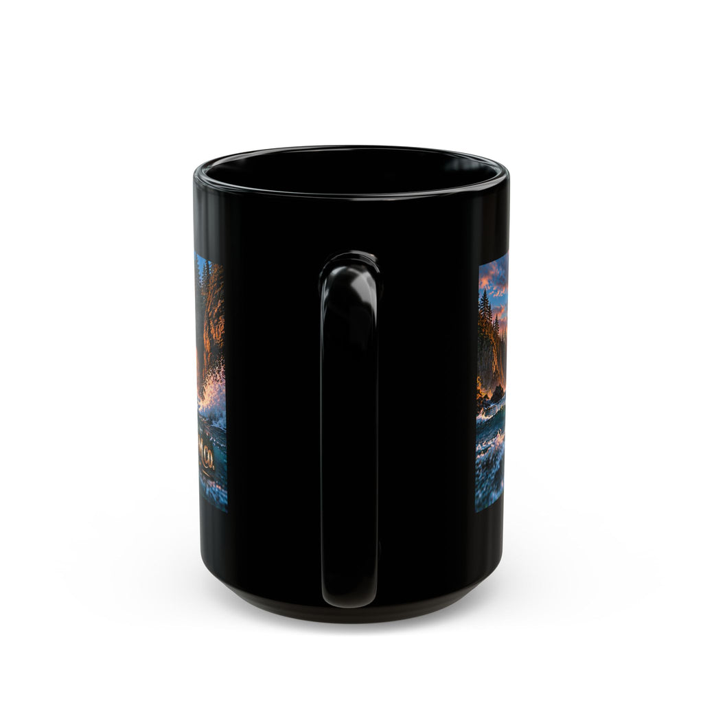 Sunset Coastal Arch Black Mug – WildDream Co. Scenic Ocean Sunrise Coffee Cup (11oz/15oz)