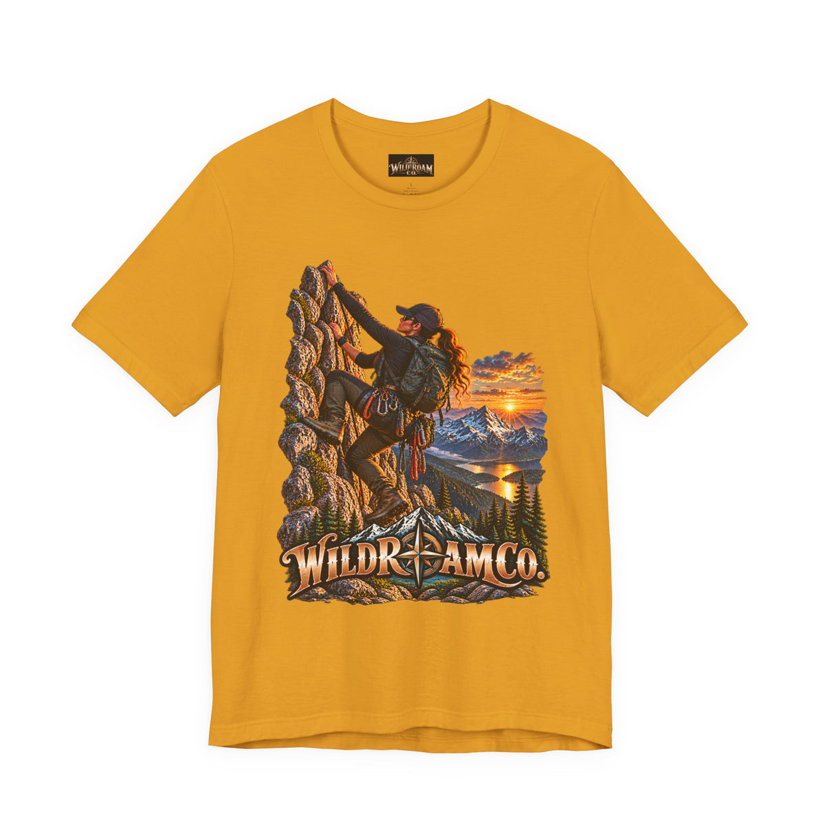 Women's Climber Sunset Tee — Wild Roam Co. Rock Climbing Graphic T-Shirt