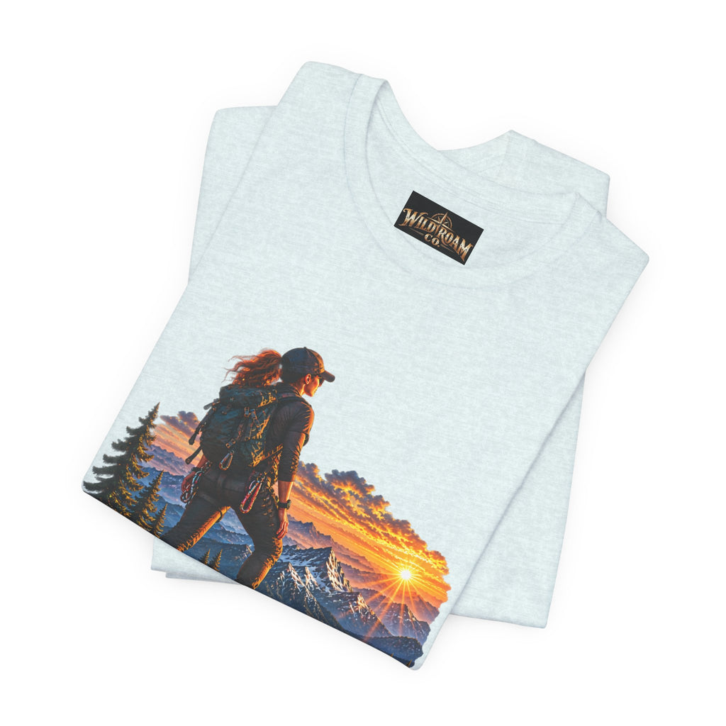 Women's Hiker Sunset T-Shirt — Wild Roam Co. Mountain Adventure Tee