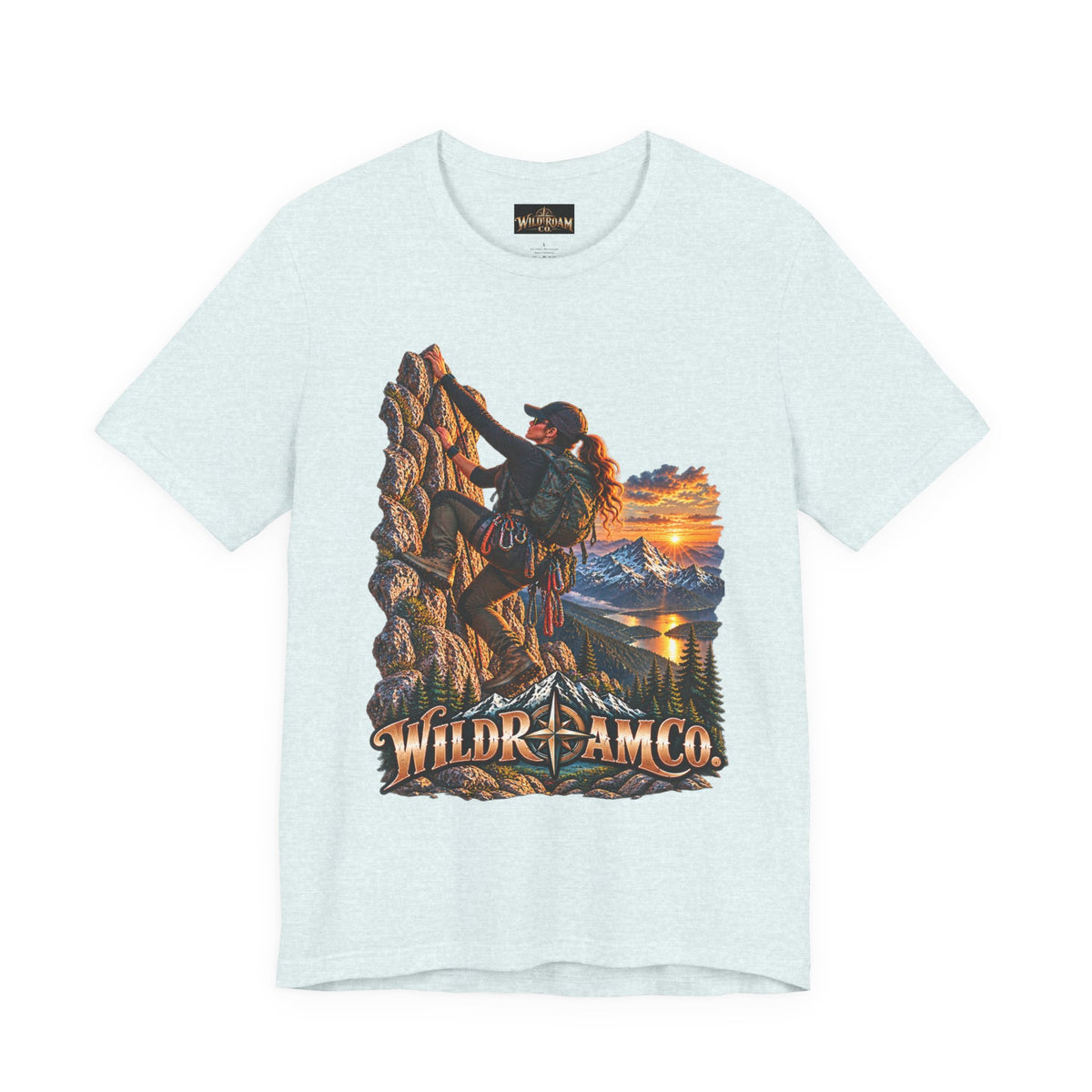 Women's Climber Sunset Tee — Wild Roam Co. Rock Climbing Graphic T-Shirt