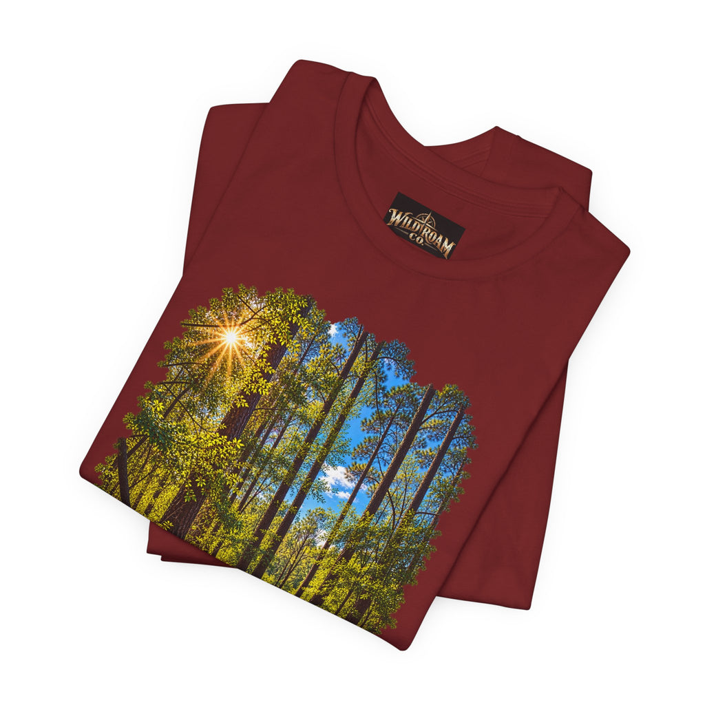 Wild Roam Co Unisex Tee--Matt 7:14 Forest Path