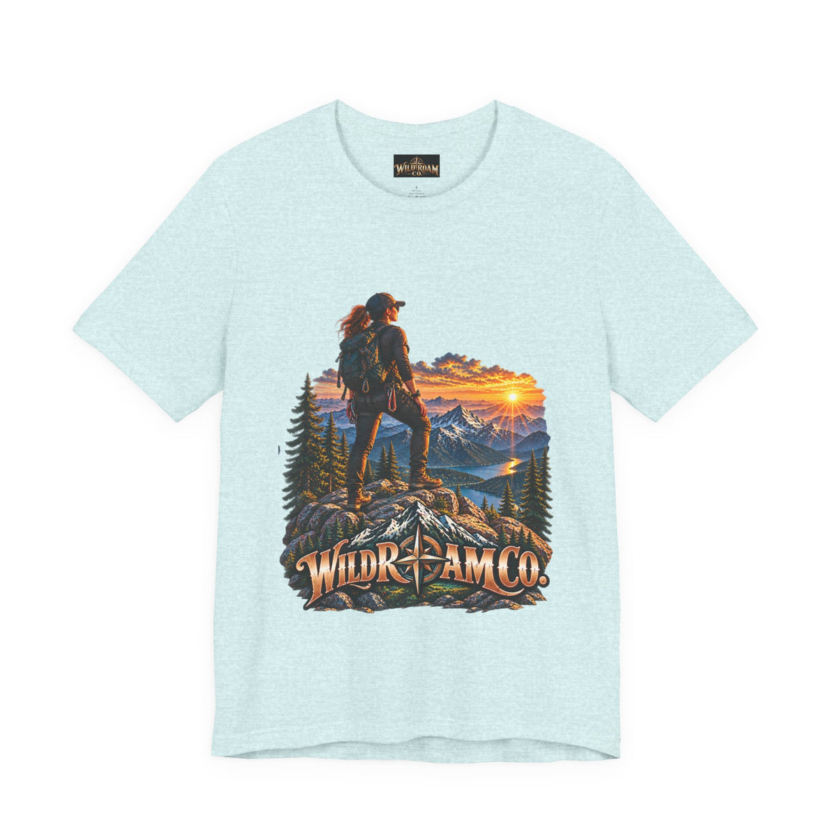 Women's Hiker Sunset T-Shirt — Wild Roam Co. Mountain Adventure Tee